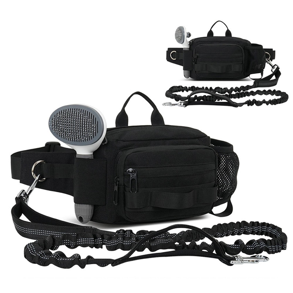 HandsFree Dog Walking Bag With Leash Water Bottle Holder For Outdoor Travel 11