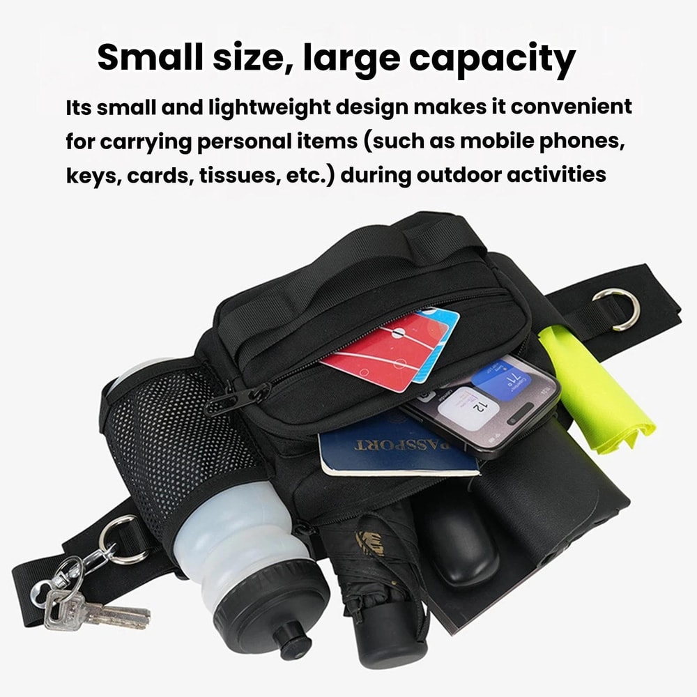 Waterproof Hiking Waist Pack with Bottle Holder & Large Capacity Storage