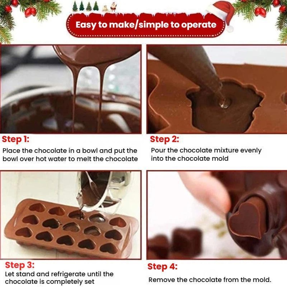 15Link Silicone Chocolate Mold For HeartShaped Candies Desserts DIY Treats 7