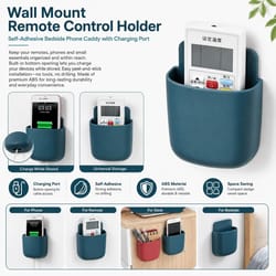 wall mounted phone & remote organizer with charging port self adhesive storage caddy