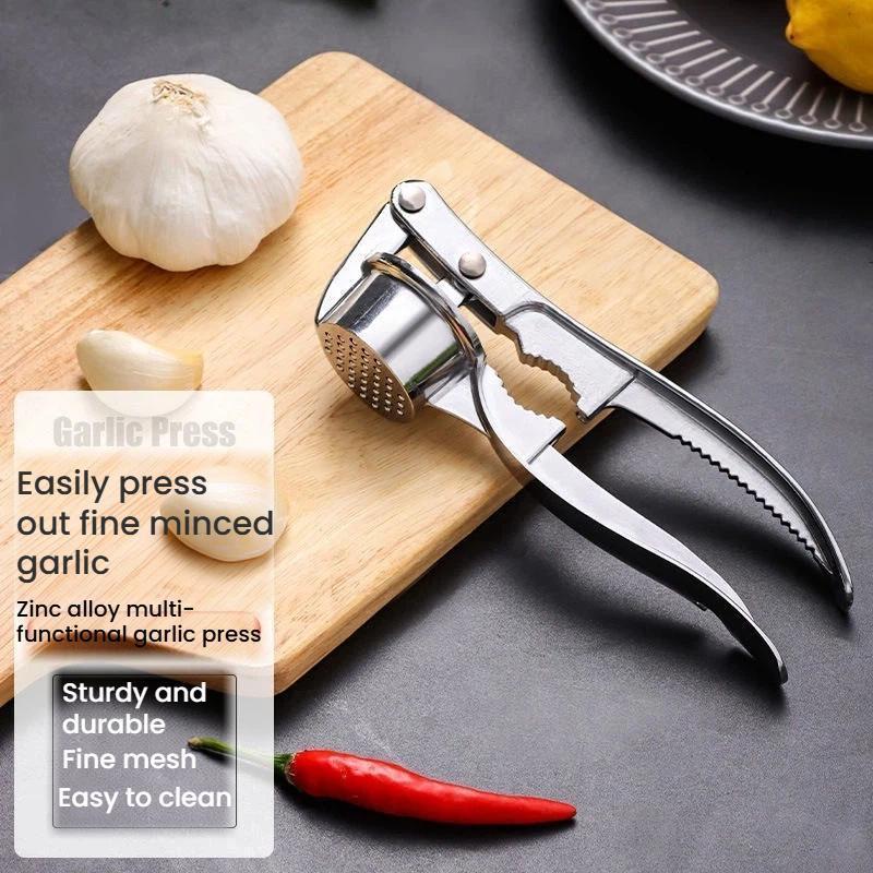 4-in-1 Garlic Press Aluminum Alloy Manual Crusher & Slicer Kitchen Tool