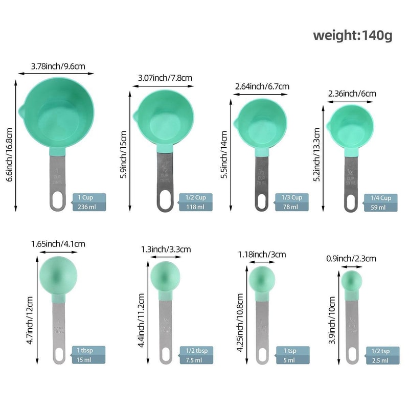 8-Piece Stainless Steel Measuring Spoon Set with Dual Scale Markings for Baking & Cooking
