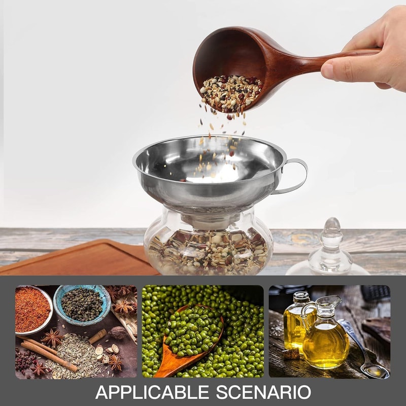 Stainless Steel Wide Mouth Funnel Set for Jars, Sauces & Kitchen Transfers