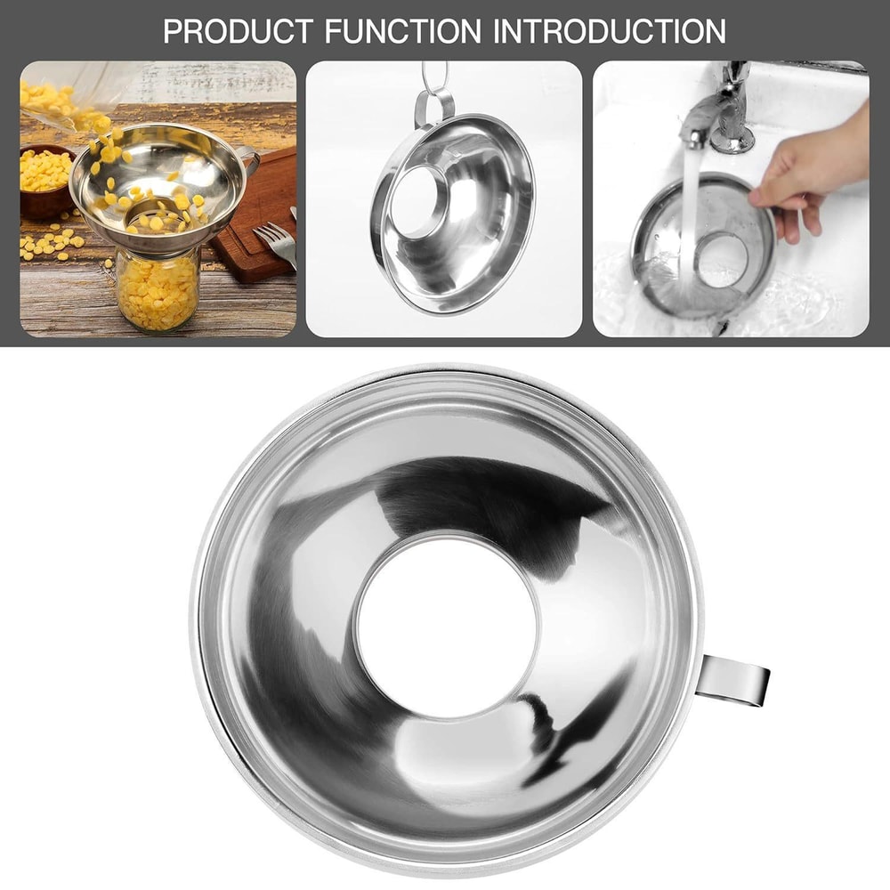 Stainless Steel Wide Mouth Funnel Set for Jars, Sauces & Kitchen Transfers
