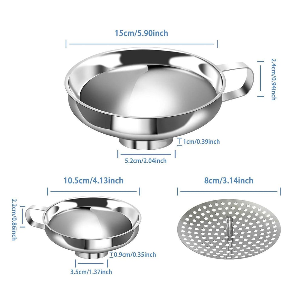 Stainless Steel Wide Mouth Funnel Set for Jars, Sauces & Kitchen Transfers