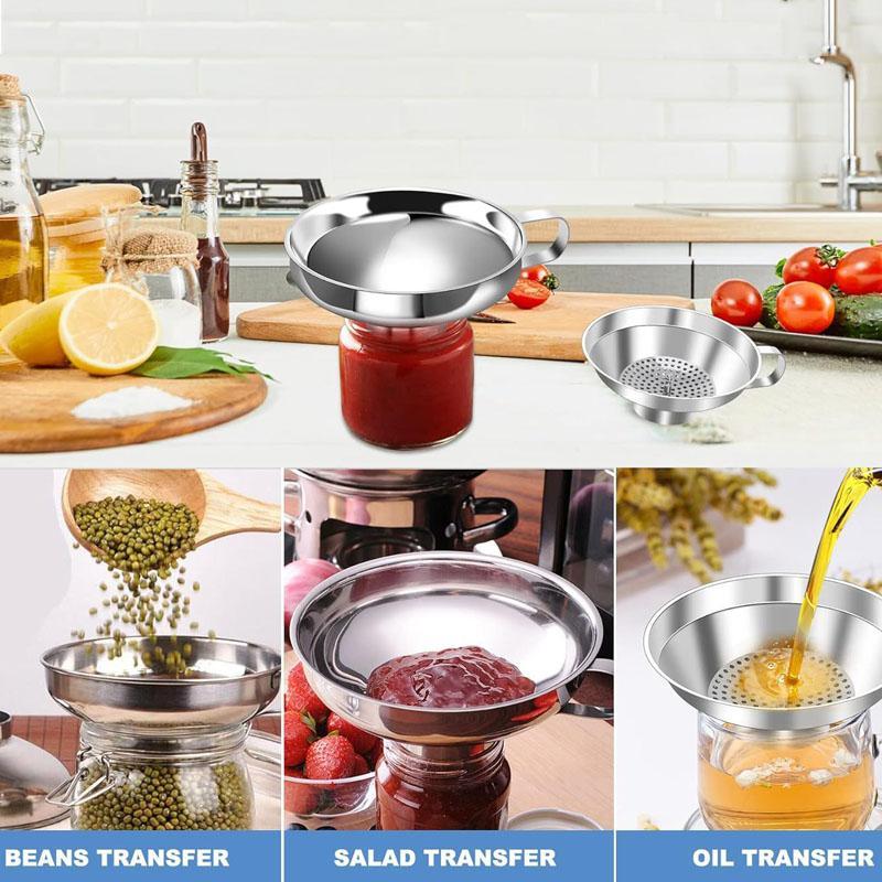 Stainless Steel Wide Mouth Funnel Set for Jars, Sauces & Kitchen Transfers