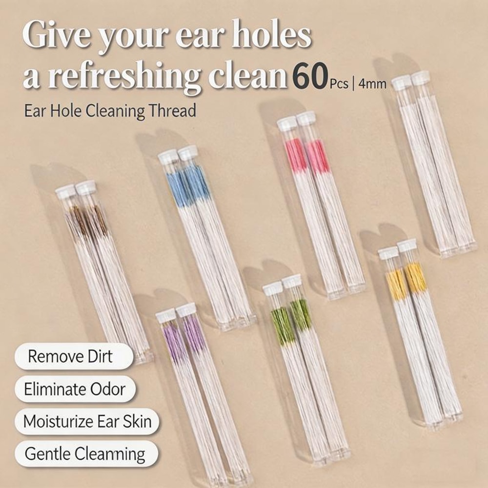 Ear Hole Cleaning Floss 60Pack Disposable Ear Piercing Cleaner For Fresh OdorFree Piercings Random 1