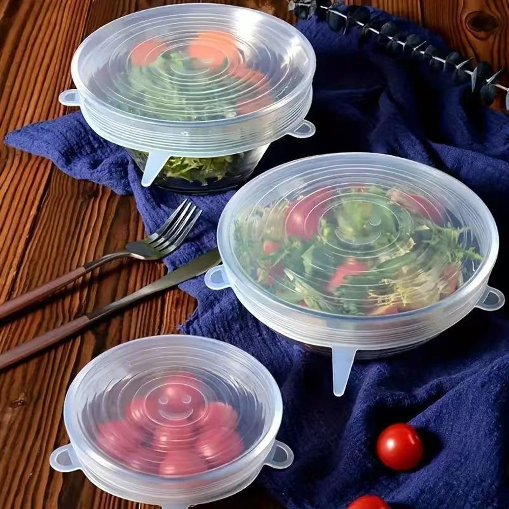 Reusable Silicone Stretch Lids Set of 6 for Bowls, Cups & Food Storage Containers