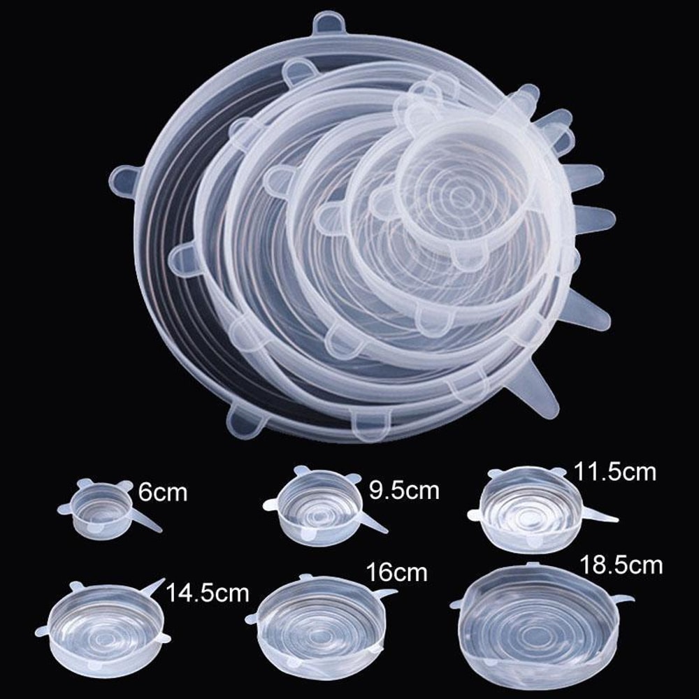 Reusable Silicone Stretch Lids Set of 6 for Bowls, Cups & Food Storage Containers