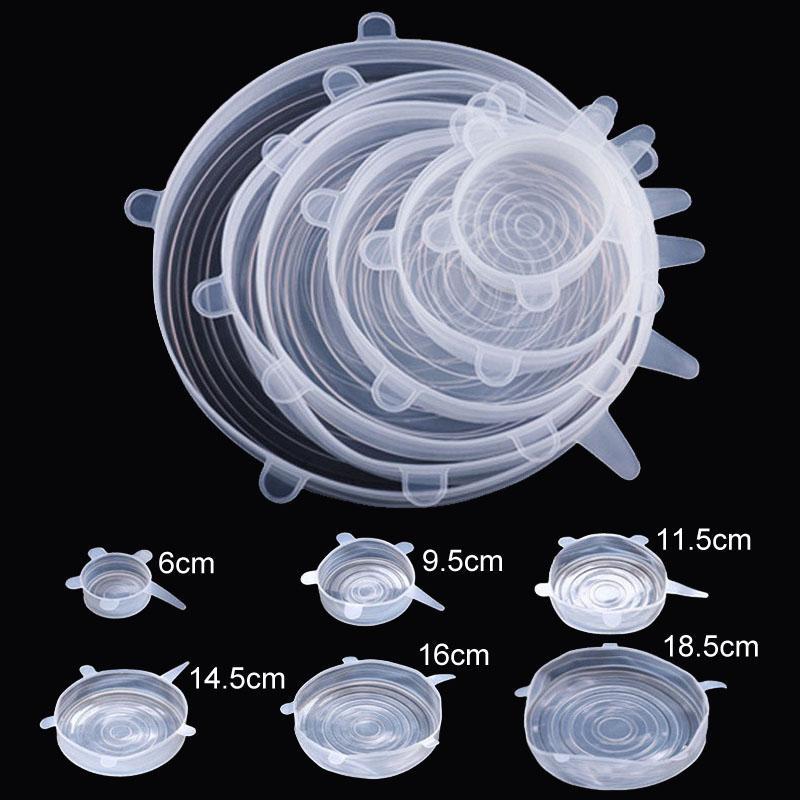 Reusable Silicone Stretch Lids Set of 6 for Bowls, Cups & Food Storage Containers