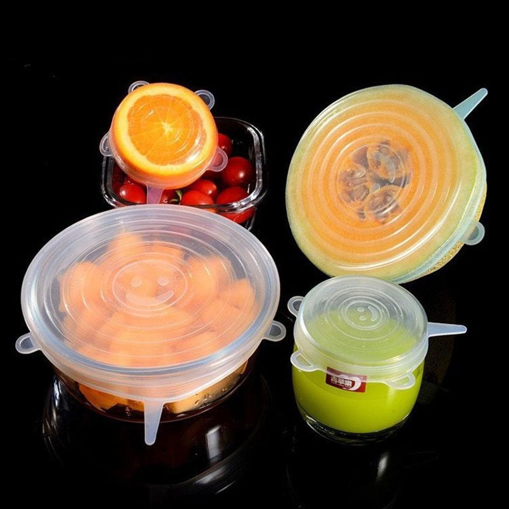 Reusable Silicone Stretch Lids Set of 6 for Bowls, Cups & Food Storage Containers