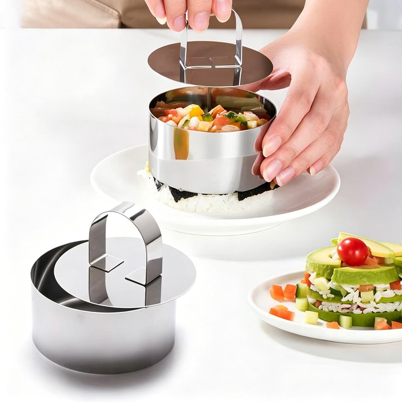 Premium Stainless Steel Mousse Ring Mold With Press Plate For Cakes Desserts Pudding Creations 1