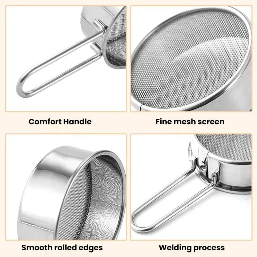 Premium 304 Stainless Steel Flour Sifter 40 Mesh Fine Baking Sieve for Smooth, Clump-Free Mixing