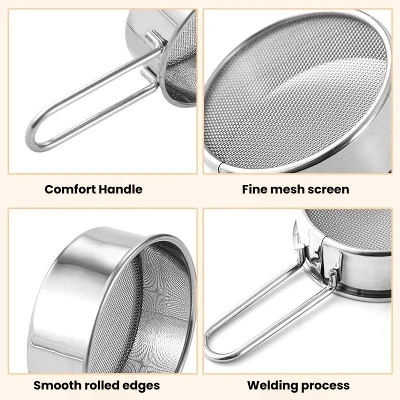 Premium 304 Stainless Steel Flour Sifter 40 Mesh Fine Baking Sieve for Smooth, Clump-Free Mixing