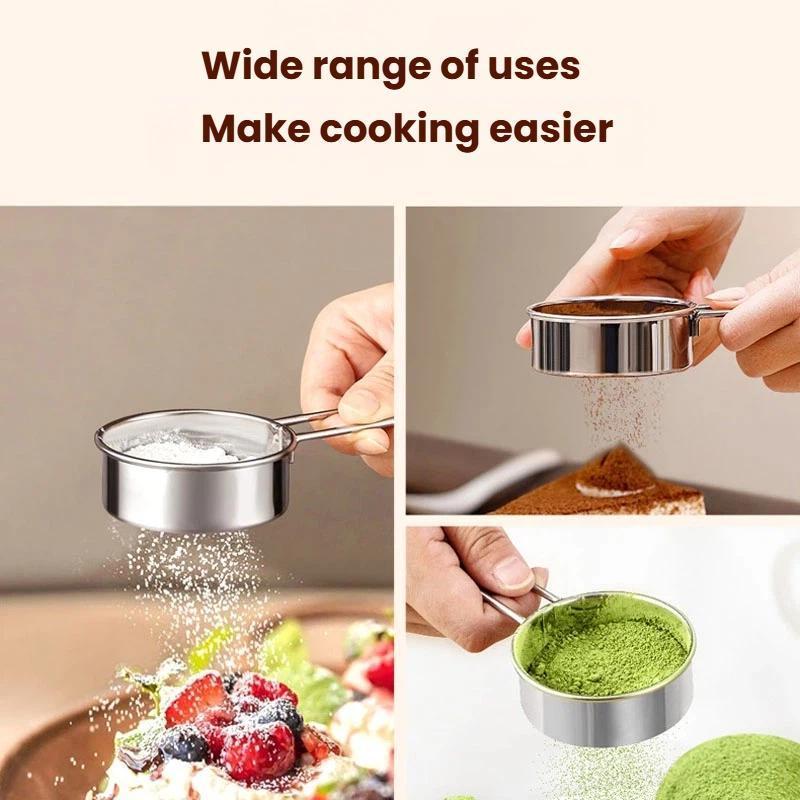 Premium 304 Stainless Steel Flour Sifter 40 Mesh Fine Baking Sieve for Smooth, Clump-Free Mixing