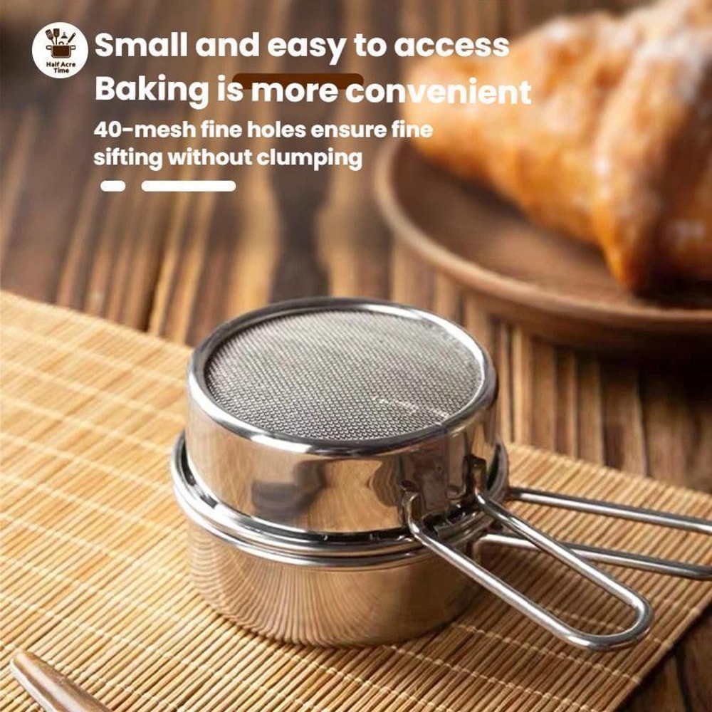 Premium 304 Stainless Steel Flour Sifter 40 Mesh Fine Baking Sieve for Smooth, Clump-Free Mixing