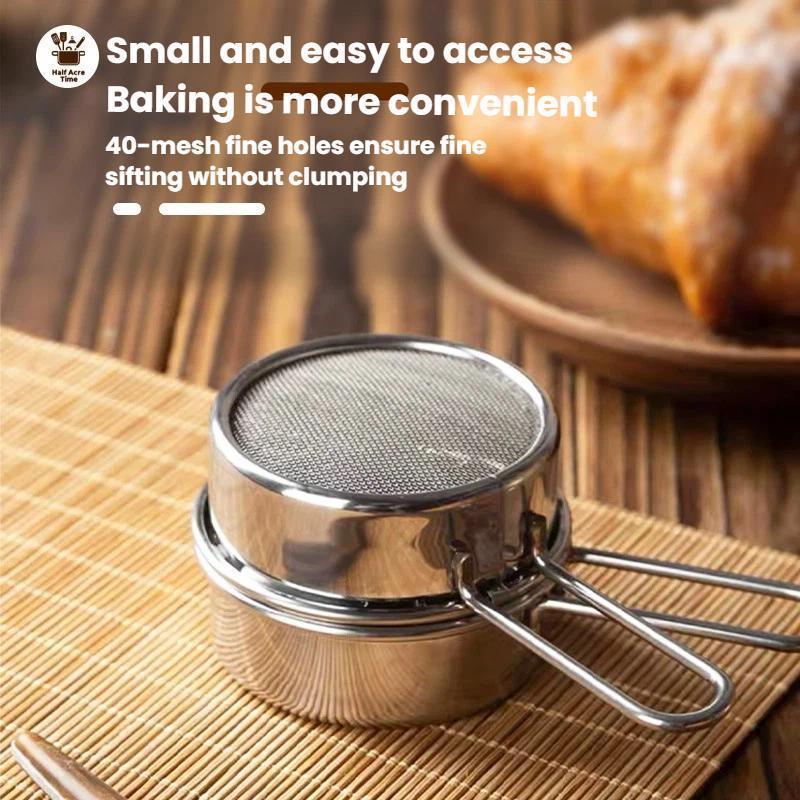 Premium 304 Stainless Steel Flour Sifter 40 Mesh Fine Baking Sieve for Smooth, Clump-Free Mixing