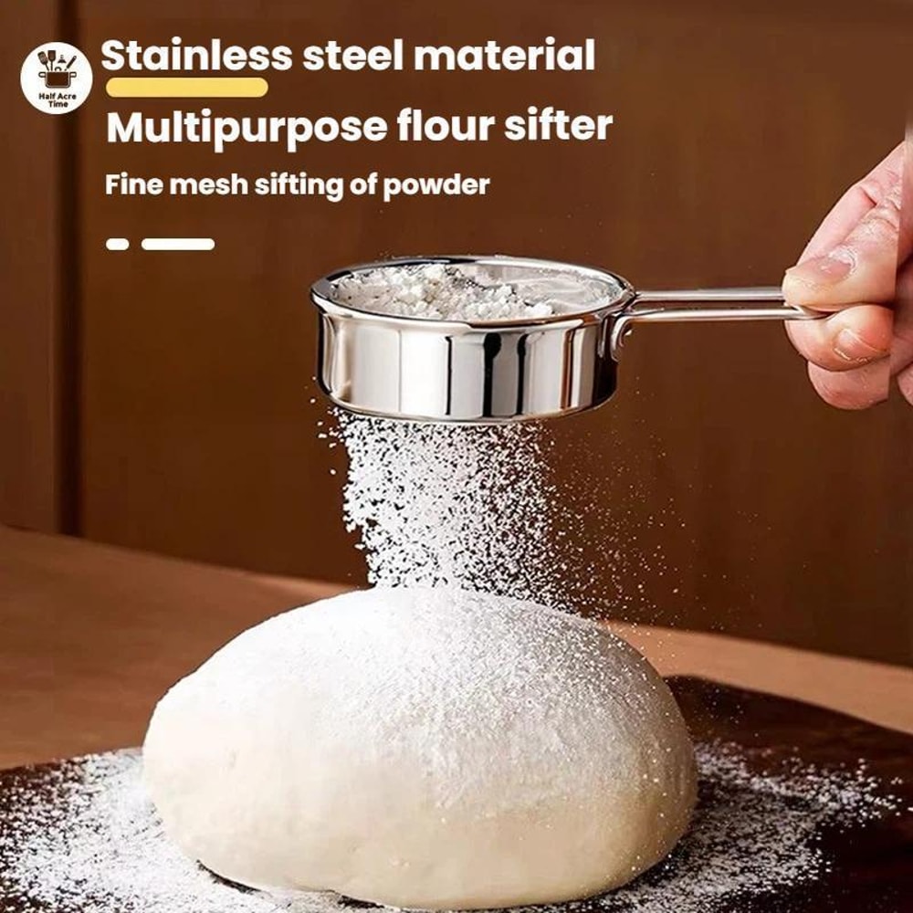 Premium 304 Stainless Steel Flour Sifter 40 Mesh Fine Baking Sieve for Smooth, Clump-Free Mixing