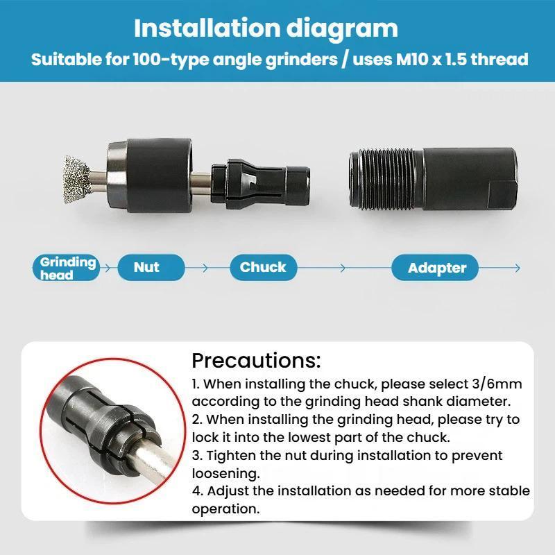 Angle Grinder Conversion Kit Straight Grinder Chuck Adapter For Polishing Sanding Grinding 3