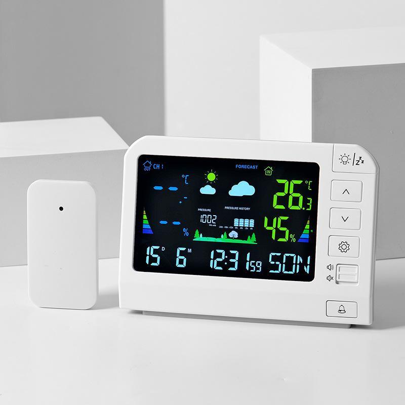 Color Weather Station Atomic Clock With Outdoor Sensor And Indoor Outdoor Thermometer 0