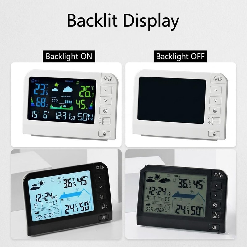 Color Weather Station Atomic Clock With Outdoor Sensor And Indoor Outdoor Thermometer 2