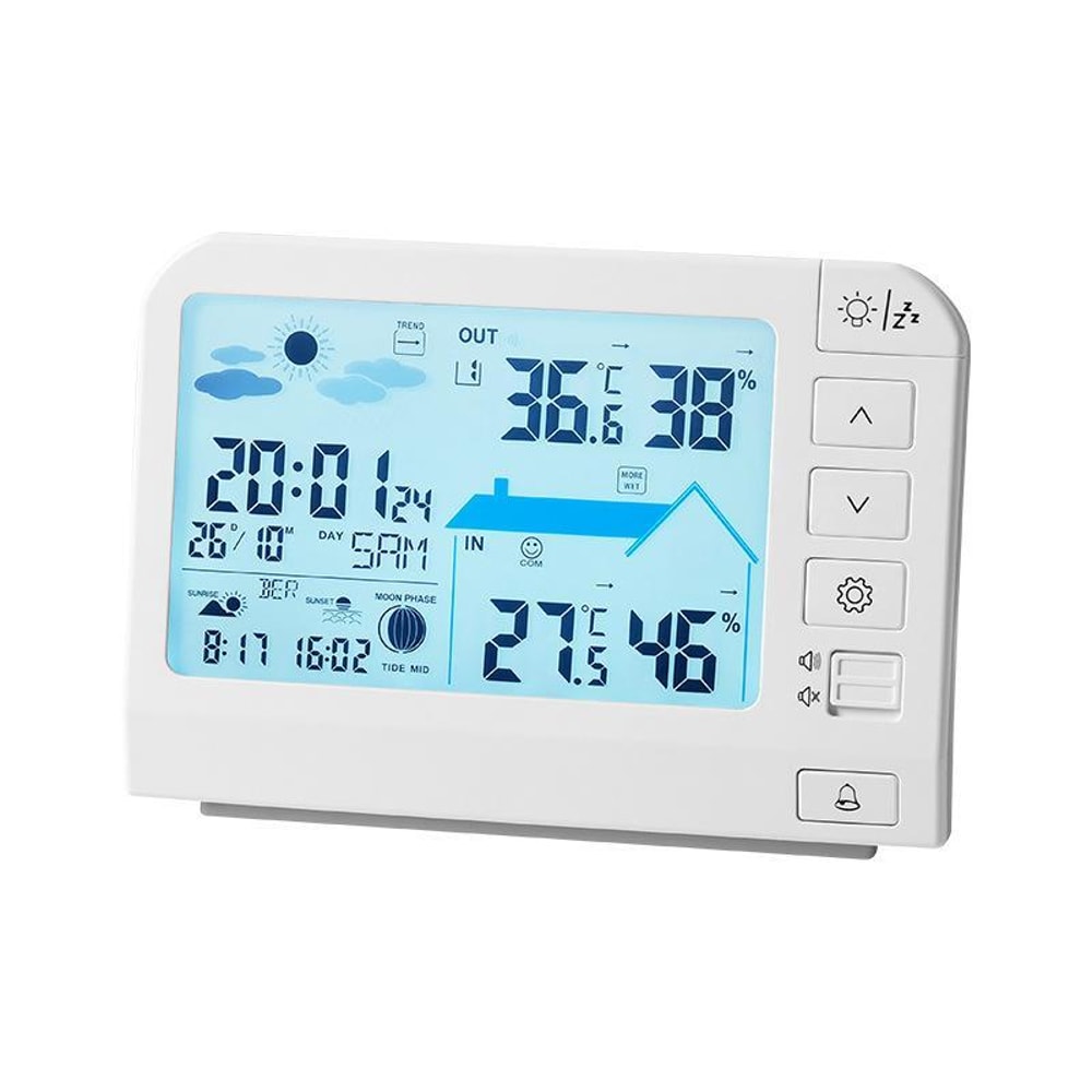 Color Weather Station Atomic Clock With Outdoor Sensor And Indoor Outdoor Thermometer 7