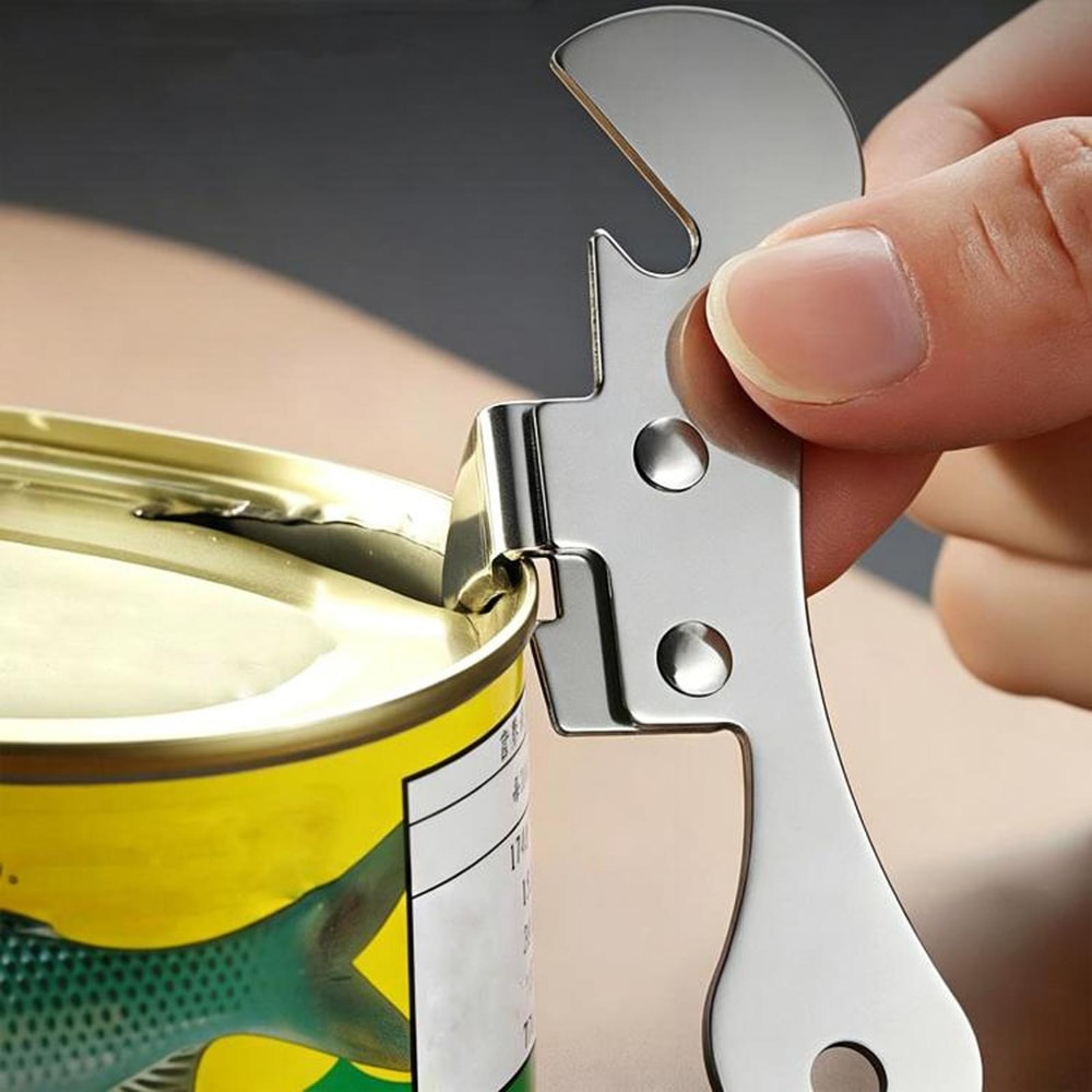 Stainless Steel Can Opener & Bottle Opener, Compact Heavy Duty Kitchen Tool