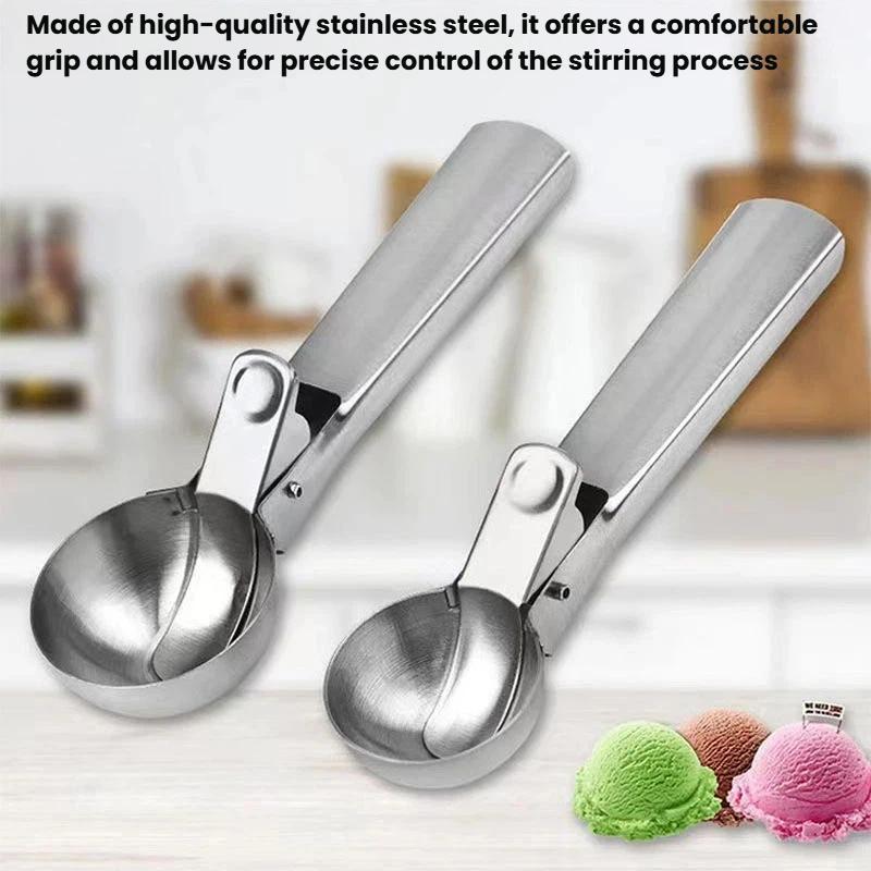 Premium Ice Cream Scoop Fruit Ball Scooper Stainless Steel Trigger Release Kitchen Tool 2