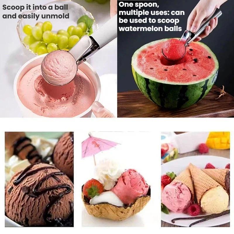 Premium Ice Cream Scoop Fruit Ball Scooper Stainless Steel Trigger Release Kitchen Tool 5
