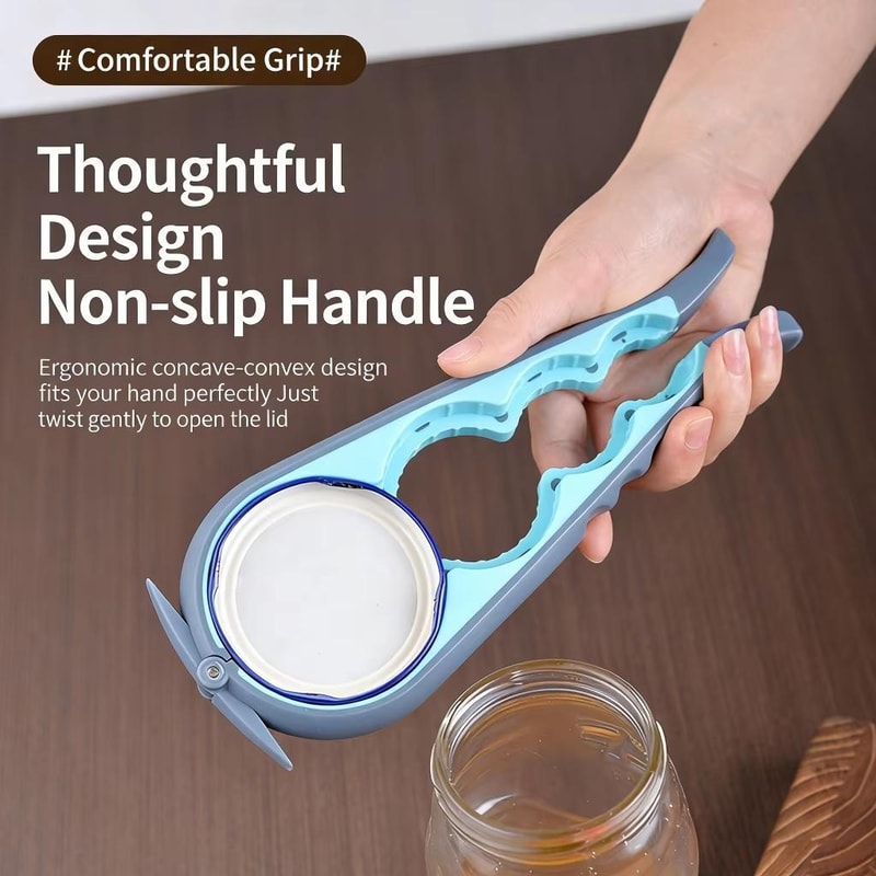 4-in-1 Multi Lid & Can Opener Grip Tool for Jars, Bottles and Pull-Tab Cans
