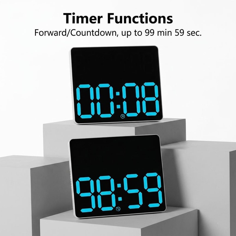 RGB LED Digital Wall Clock With Large Display Dual Alarm Timer Auto Dimming Night Light 4