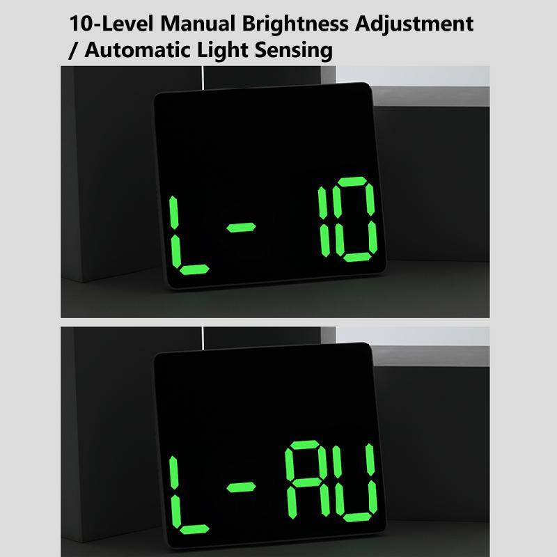 RGB LED Digital Wall Clock With Large Display Dual Alarm Timer Auto Dimming Night Light 5