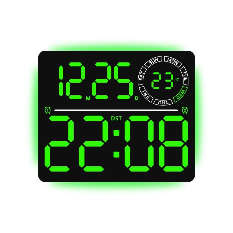 RGB LED Digital Wall Clock With Large Display Dual Alarm Timer Auto Dimming Night Light 11