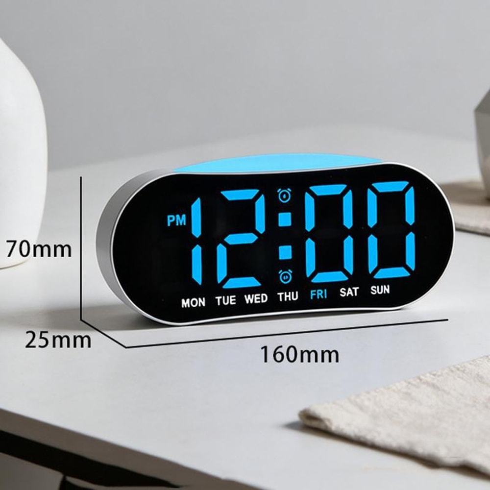 Smart LED Digital Alarm Clock with Night Light, Dual Alarms, Date & Temperature Display