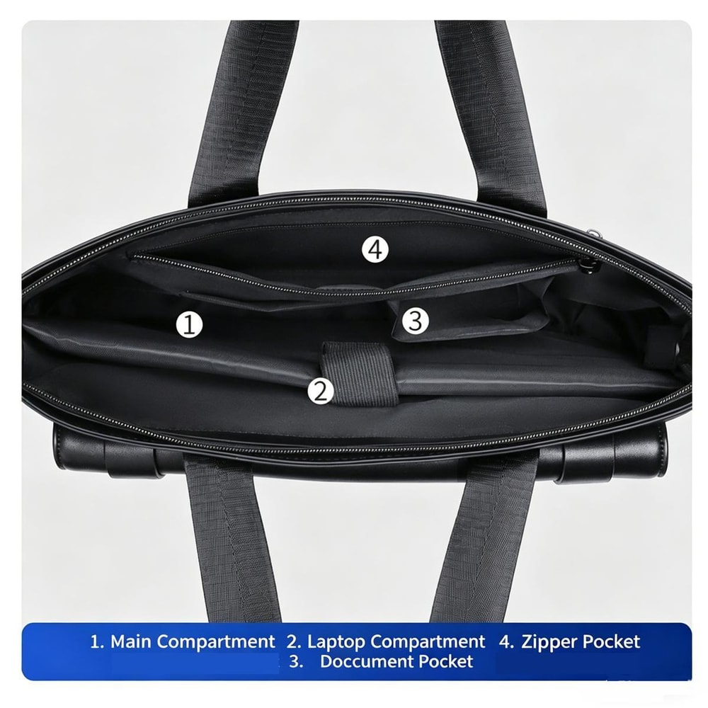 Waterproof 14 Inch Laptop Briefcase Messenger Bag For Men With Luggage Strap And Organized Storage 2