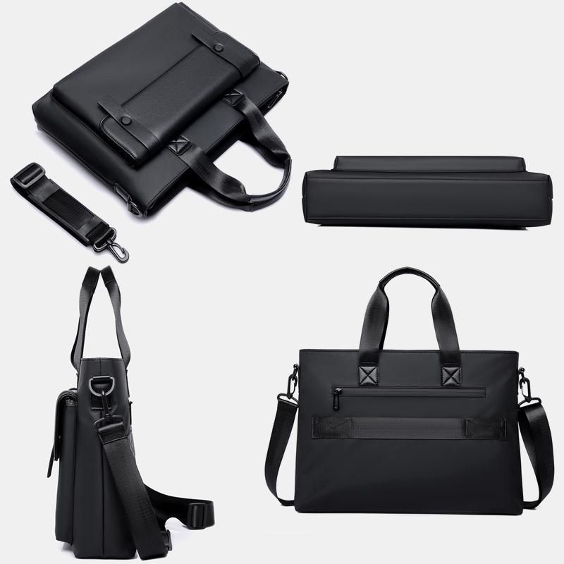 Waterproof 14 Inch Laptop Briefcase Messenger Bag For Men With Luggage Strap And Organized Storage 6
