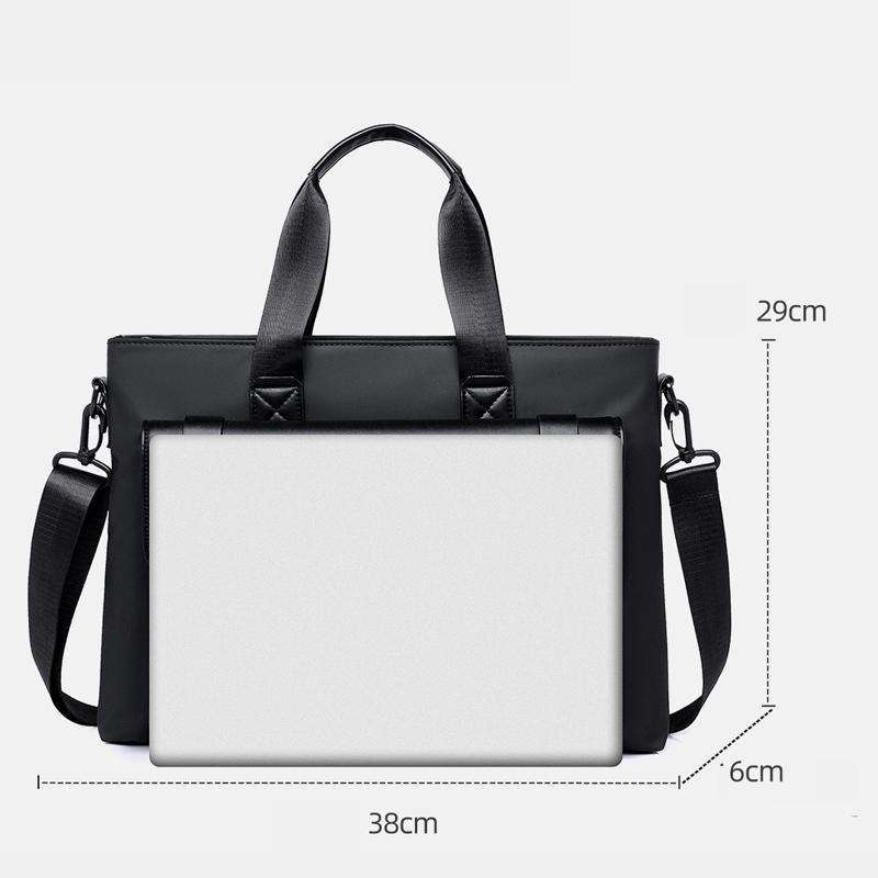 Waterproof 14 Inch Laptop Briefcase Messenger Bag For Men With Luggage Strap And Organized Storage 7