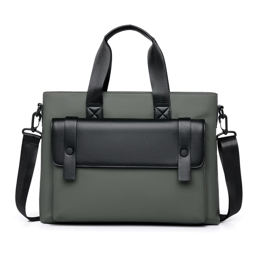 Waterproof 14 Inch Laptop Briefcase Messenger Bag For Men With Luggage Strap And Organized Storage 10