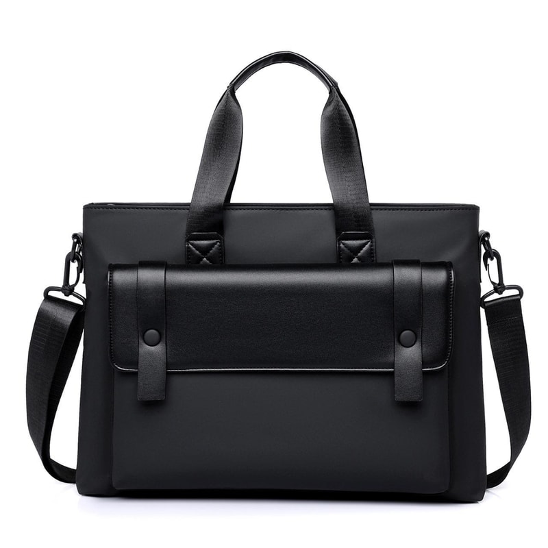 Waterproof 14 Inch Laptop Briefcase Messenger Bag For Men With Luggage Strap And Organized Storage 8