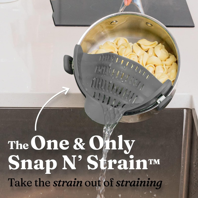 Clip-On Silicone Pasta Strainer for Pots and Pans Heat Resistant Wide Mouth Colander