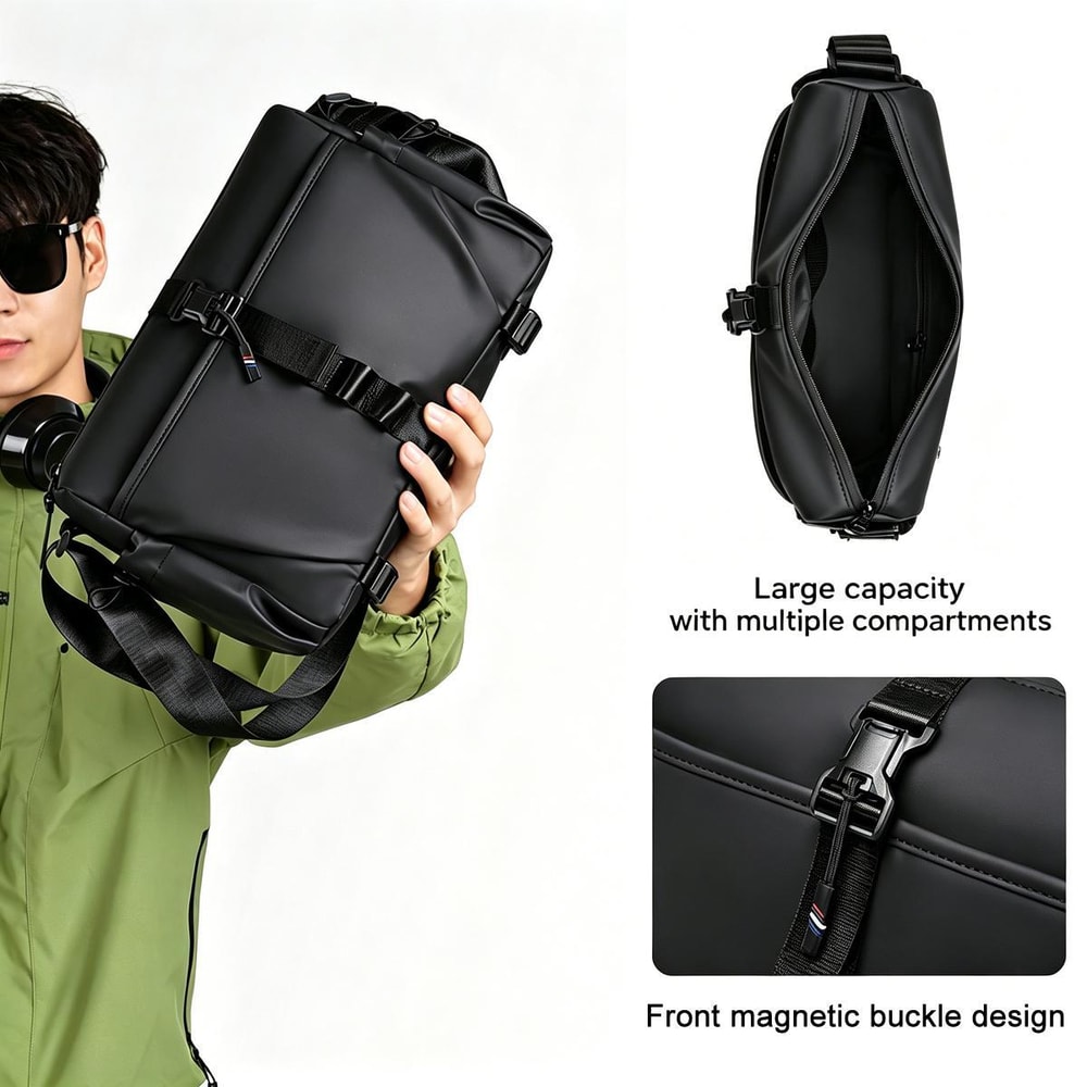 Men Sling Bag Large Capacity Chest Pack With Magnetic Buckle Expandable Gear Holder 1