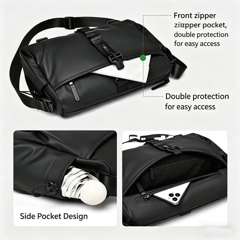 Men Sling Bag Large Capacity Chest Pack With Magnetic Buckle Expandable Gear Holder 4