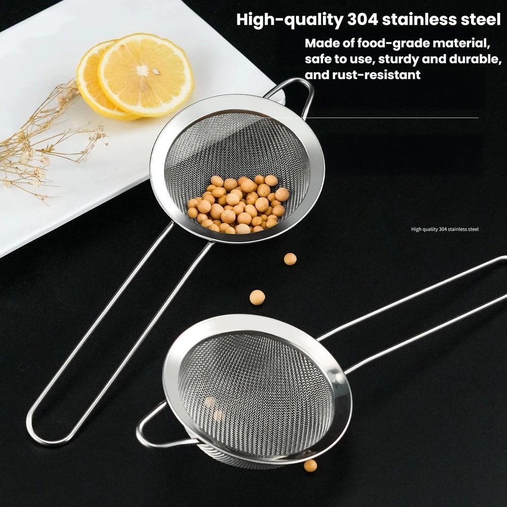 Premium Stainless Steel Mesh Strainer for Milk, Juice & Flour Sifting