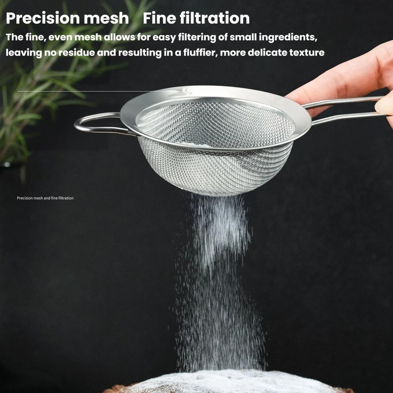 Premium Stainless Steel Mesh Strainer for Milk, Juice & Flour Sifting