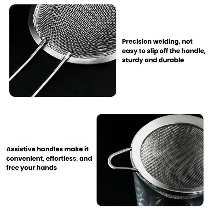 Premium Stainless Steel Mesh Strainer for Milk, Juice & Flour Sifting