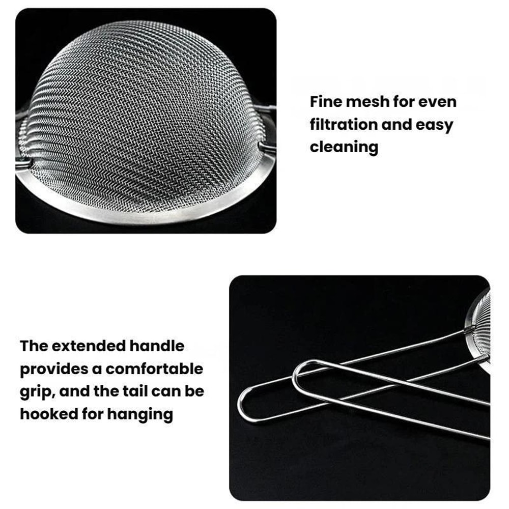 Premium Stainless Steel Mesh Strainer for Milk, Juice & Flour Sifting