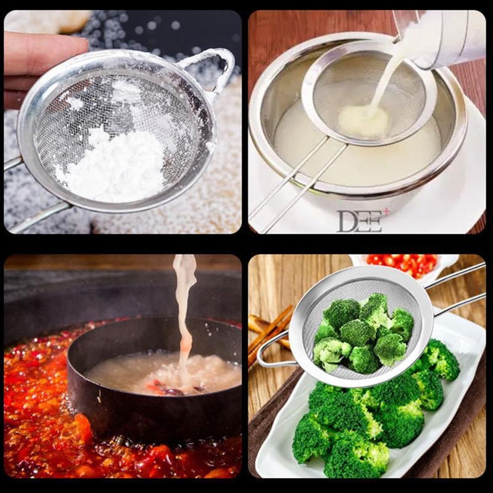 Premium Stainless Steel Mesh Strainer for Milk, Juice & Flour Sifting