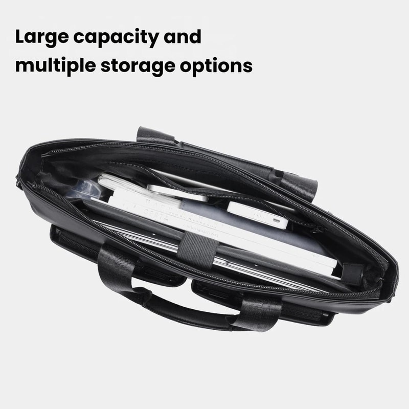 Waterproof Laptop Briefcase Messenger Bag For Men With Luggage Strap And MultiPocket Business Stora 2