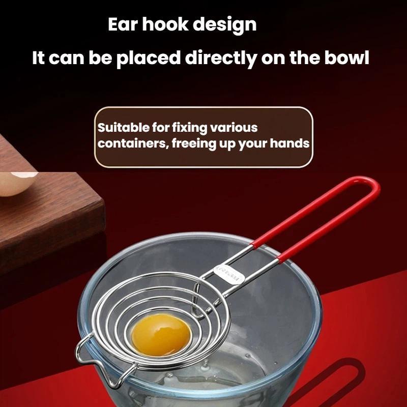 Premium Stainless Steel Egg Separator with Spiral Yolk Filter and Non-Slip Handle