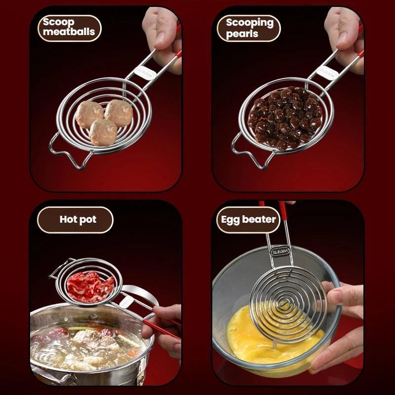Premium Stainless Steel Egg Separator with Spiral Yolk Filter and Non-Slip Handle